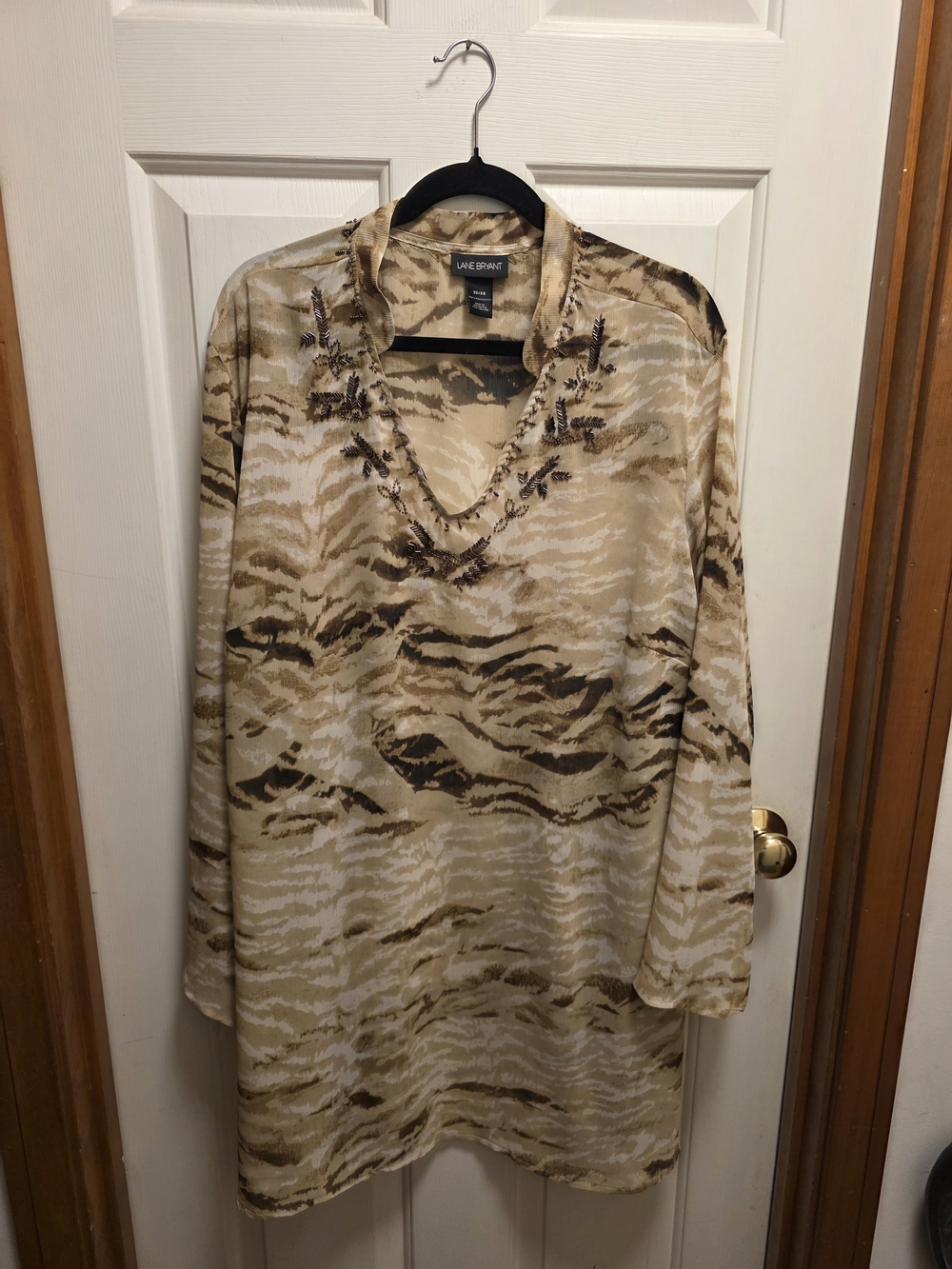 Lane Bryant Beige & Brown Animal Print Tunic Size 26/28 EUC